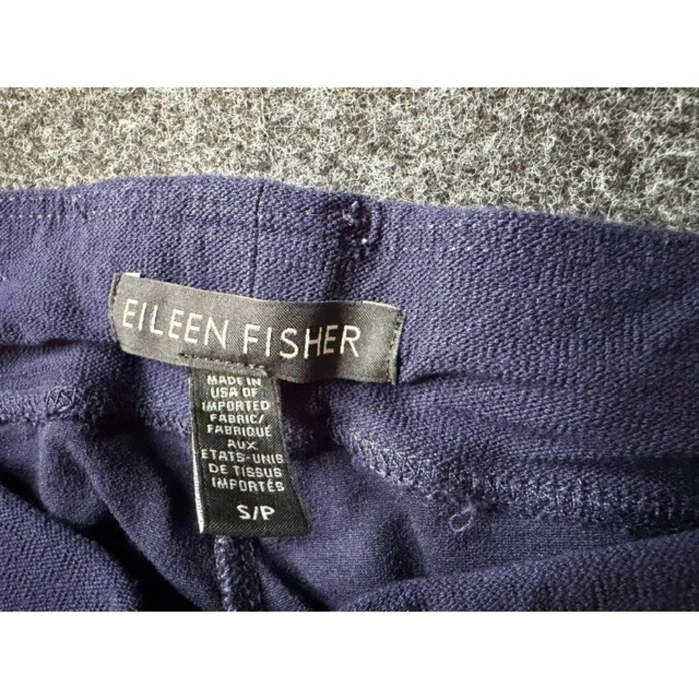 Eileen Fisher Navy Blue Textured Knit Elastic Waist Leggings Pants Womens Small - Picture 2 of 2